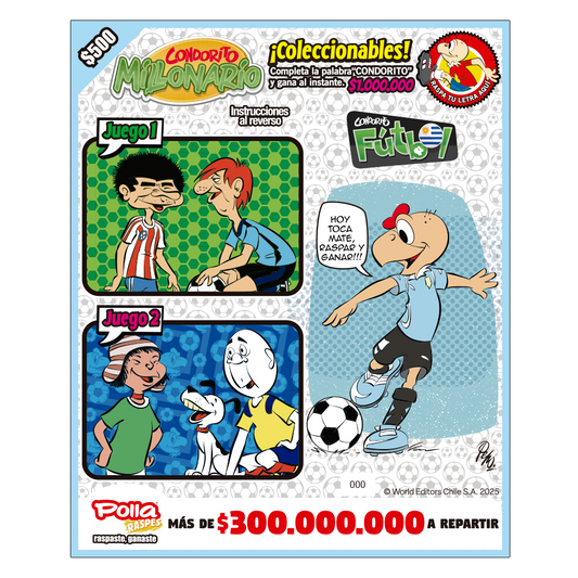 Raspe Condorito $500 Fútbol Uruguay