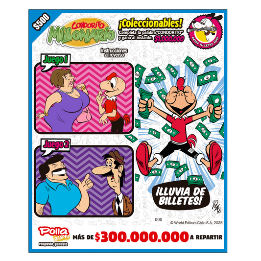 Raspe Condorito $500 Comic - Lluvia de billetes