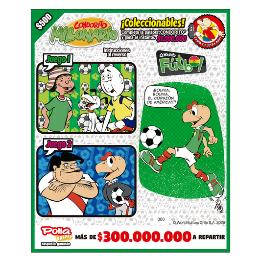 Raspe Condorito $500 Fútbol Bolivia