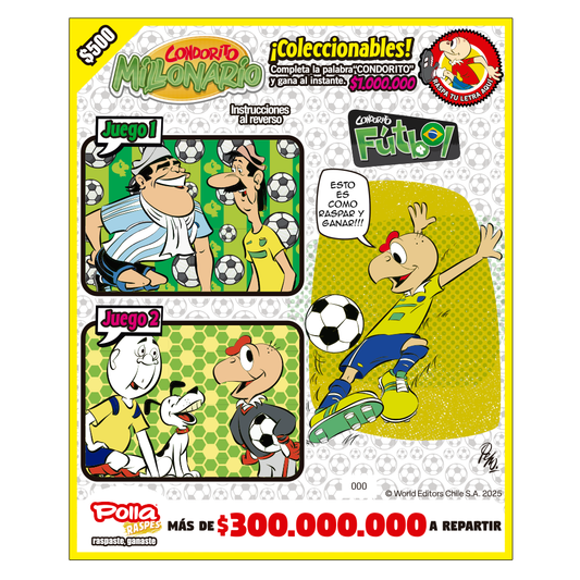 Raspe Condorito $500 Fútbol Brasil