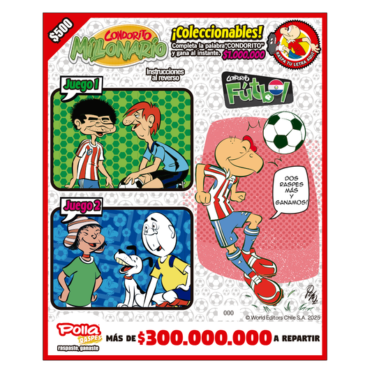 Raspe Condorito $500 Fútbol Paraguay