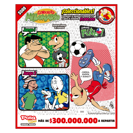 Raspe Condorito $500 Fútbol Chile