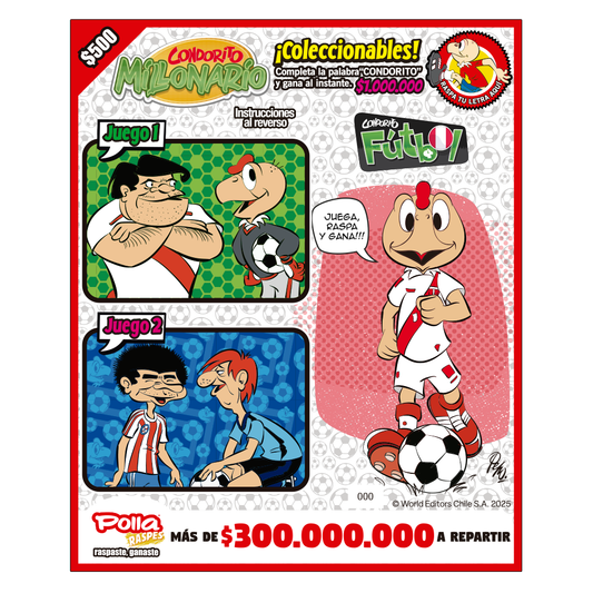 Raspe Condorito $500 Fútbol Perú